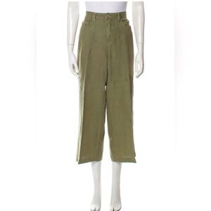 L’Agence Wide Leg Cropped Linen Pants
